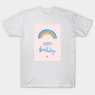 Birthday congratulations with lettering and rainbow T-Shirt
